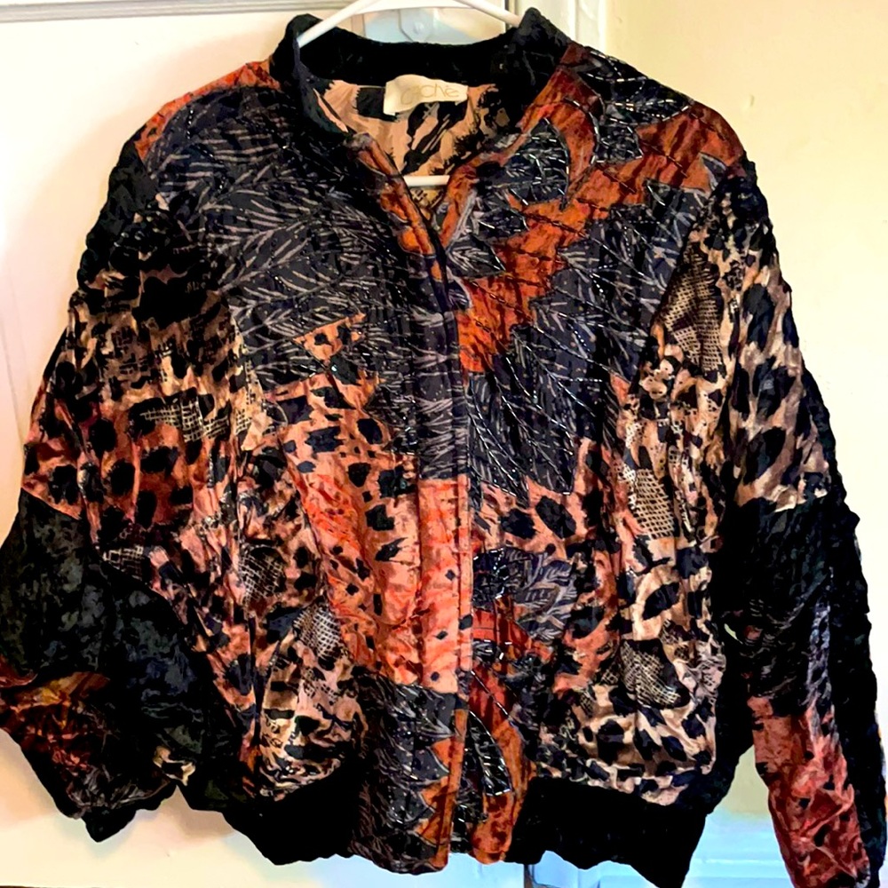 Leopard Print Velvet Bomber Jacket